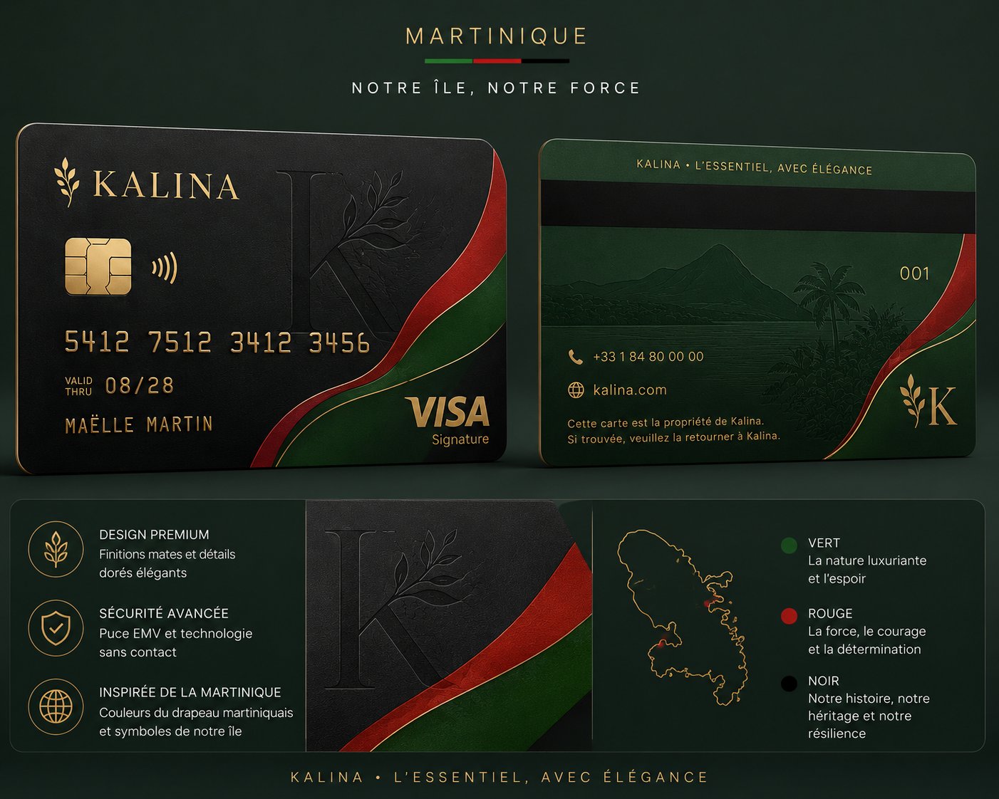 Carte KALINA Martinique — Notre île, notre force