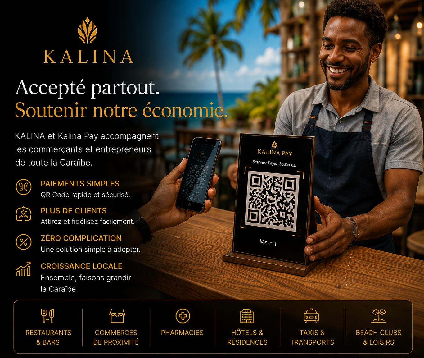 Kalina Pay — QR Code commerçant caribéen